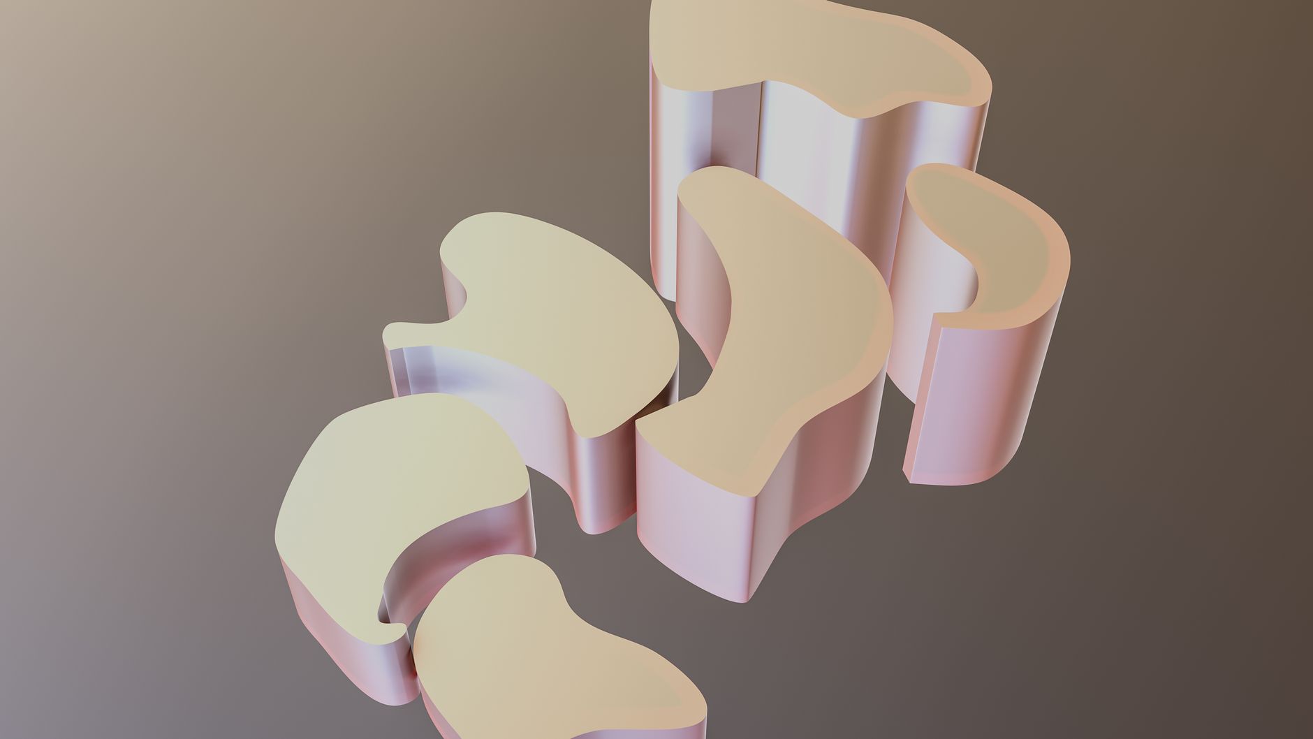 Smooth pastel 3D shapes on a soft gradient
